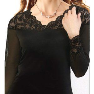 Black Scalloped Laced Inserted Top
